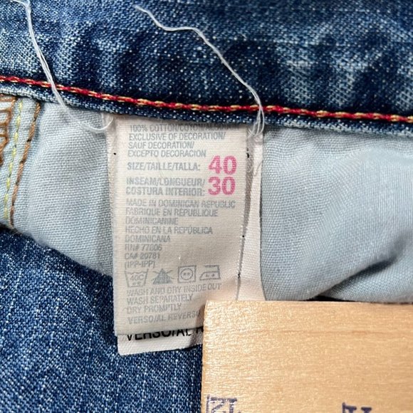 Tommy Jeans 40 x 30 Medium Wash Boot Cut Denim Distressed Hilfiger Straight Leg - Picture 6 of 14